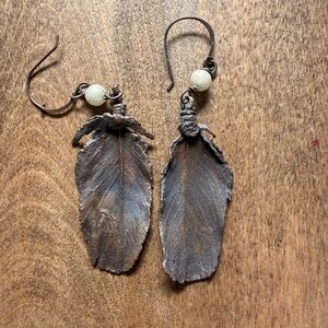 Elegant Brown Feather Earrings